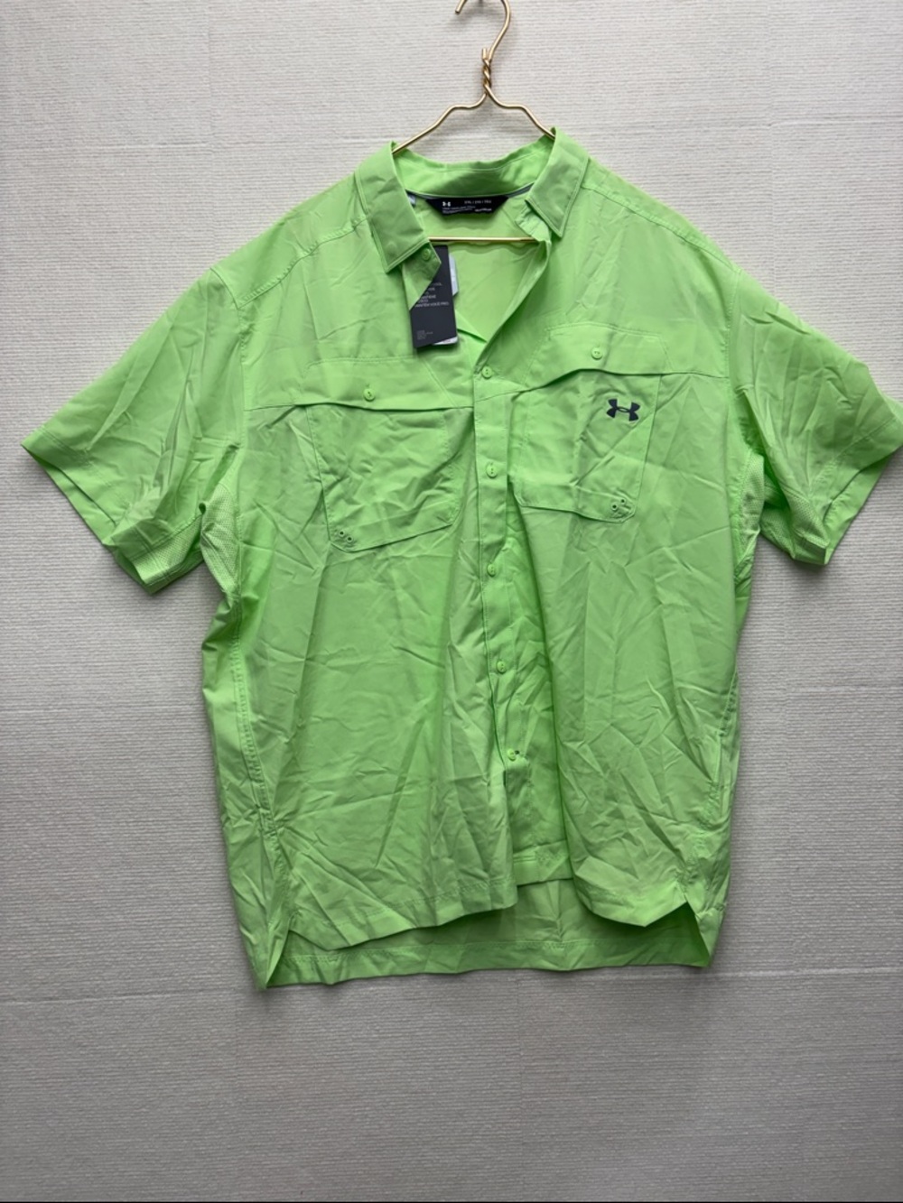 Under Armour Men’s Short-Sleeve Button-Down Shirt - Bright Lime Green XXL